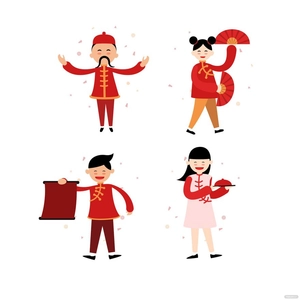 Chinese New Year Characters Vector