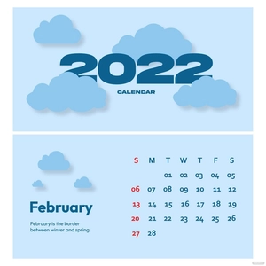 Blue February 2022 Calendar Vector