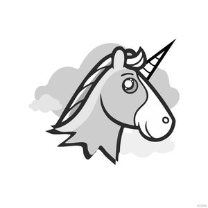 Black and White Unicorn Vector