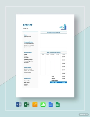 Sample Construction Receipt