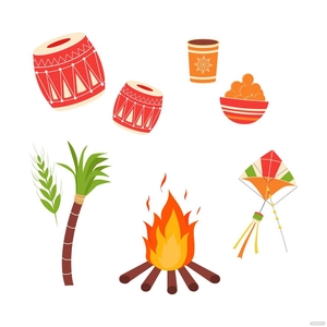 Lohri Elements Vector