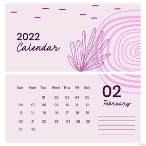 Pink February 2022 Calendar Vector