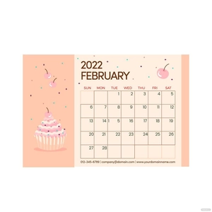 February 2022 Monthly Calendar Vector