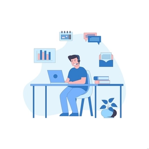 Online Working Illustration