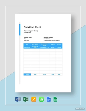 Overtime Sheet Template