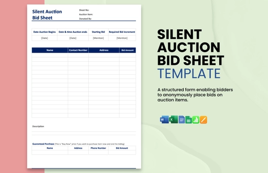 Silent Auction Bid Sheet Template