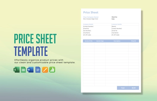 Price Sheet Template