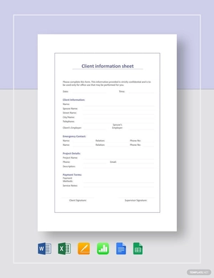 Client Information Sheet Template