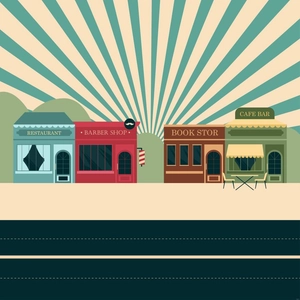 Retro Street Shops Illustration