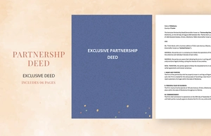 Exclusive Partnership Deed Template