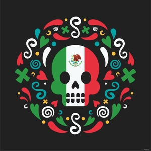 Mexican Flag Skull Vector