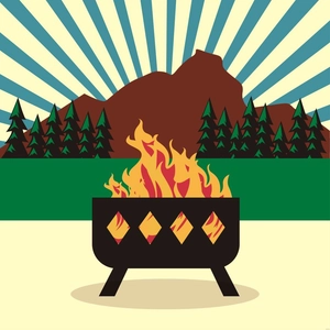 Vintage Fire Pit Illustration