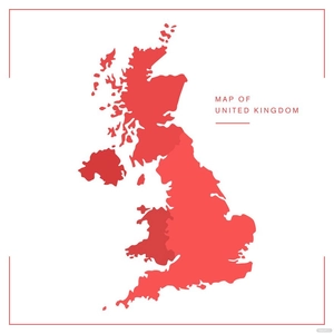 Red UK Map Vector