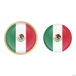 Mexican Flag Round Button Vector