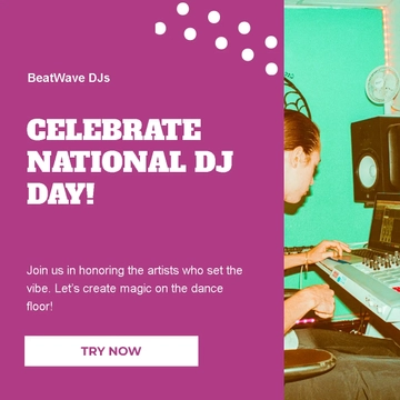 Free National Dj Day Linkedin Post Template to Edit Online