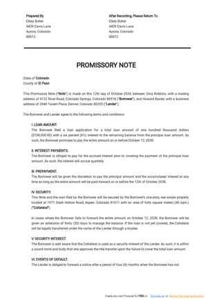 Promissory Note Template Promissory Note Template