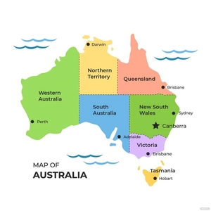 Multicolor Australia Map Vector
