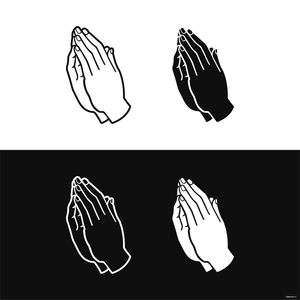 Black and White Praying Hands Vector