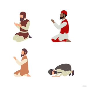 Praying On Knees Vector