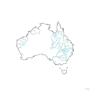 Australia Map With Rivers Vector