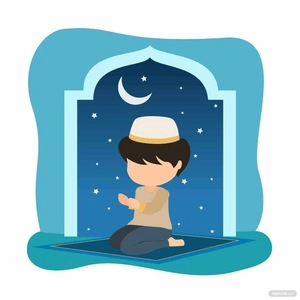 Muslim Boy Praying Vector