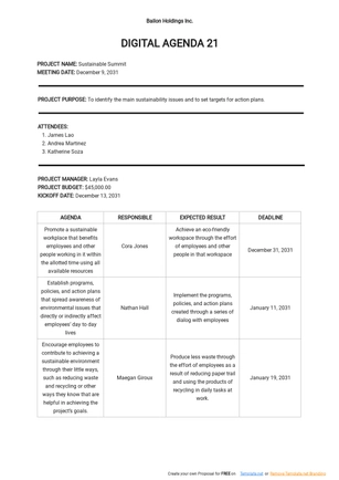 Digital Agenda 21 Template