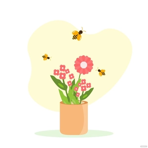 Flower With Bee Vector