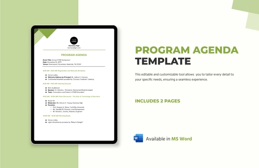 Program Agenda Template Program Agenda Template