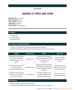 Agenda 21 Pros and Cons Template Agenda 21 Pros and Cons Template