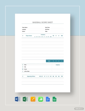 Baseball Score Sheet Template