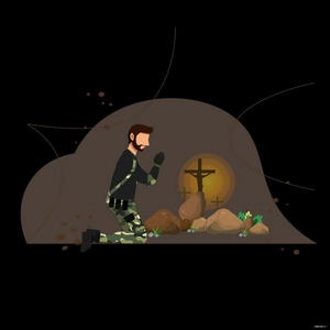Soldier Praying Vector