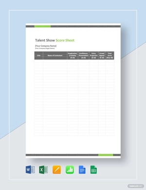 Talent Show Score Sheet Template