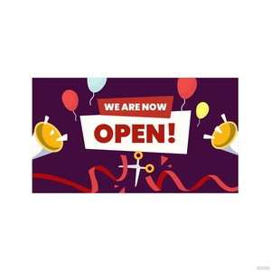 Now Open Banner Vector