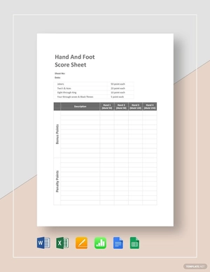 Hand and Foot Score Sheet Template