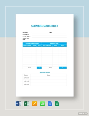 Scrabble Score Sheet Template
