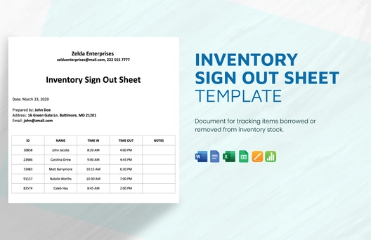 Inventory Sign Out Sheet Template
