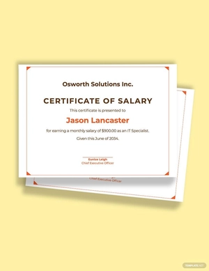 Monthly Salary Certificate Template