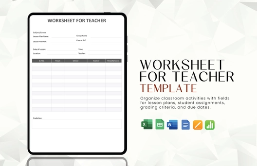 Worksheet for Teacher Template