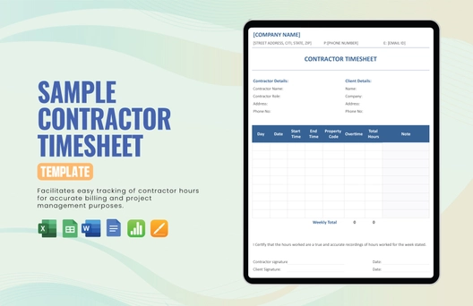Sample Contractor Timesheet Template