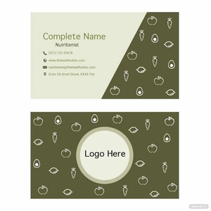 Nutrition Business Card Vector