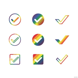 Rainbow Check Mark Vector