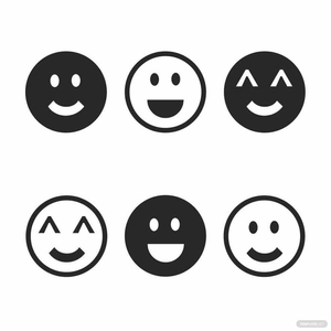 Black and White Smiley Face Vector