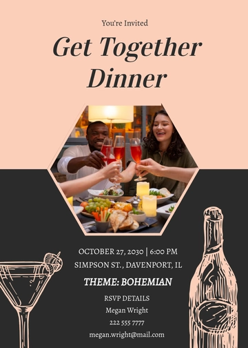 Free Get Together Dinner Invitation Template to Edit Online
