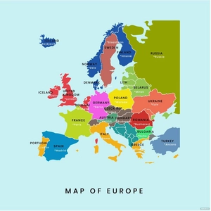 Europe Map Capitals Vector
