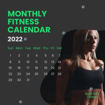 Free Monthly Fitness Calendar Post, Instagram, Facebook Template to Edit Online
