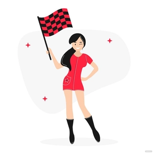 Checkered Flag Girl Vector