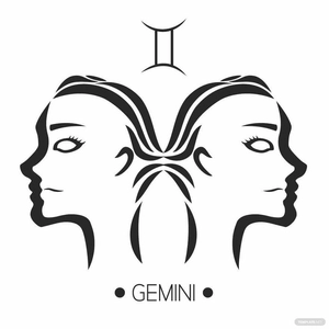 Black and White Gemini Zodiac Sign Vector