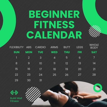 Free Beginner Fitness Calendar Post, Instagram, Facebook Template to Edit Online