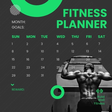 Free Fitness Planner Calendar Post, Instagram, Facebook Template to Edit Online