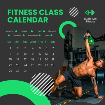 Free Fitness Class Calendar Post, Instagram, Facebook Template to Edit Online